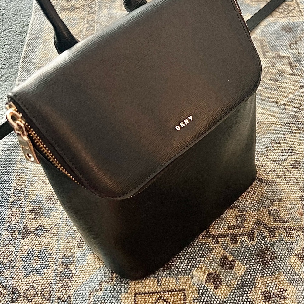 DKNY Black Leather Backpack